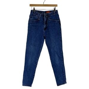 Bonjour Vintage High Rise Tapered Leg Ankle Zip Jeans Blue Denim Size 11/12